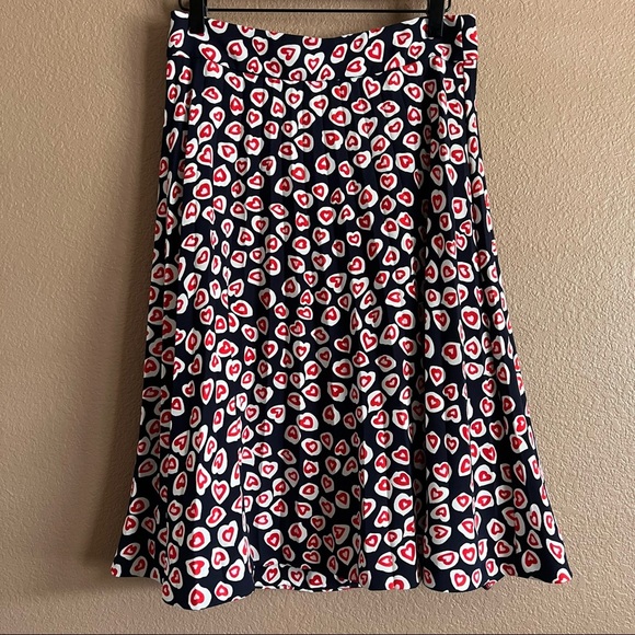 J. Crew Pleated Heart Print Skirt Size 8 - Picture 2 of 12
